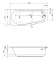 Preview: Acryl Raumsparwanne Compact 169 x 74 cm links weiß Wanne Styropor Wannenträger