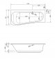 Preview: Acryl Raumsparwanne Melrose 170 x 75 cm links weiß Wanne Styropor Wannenträger
