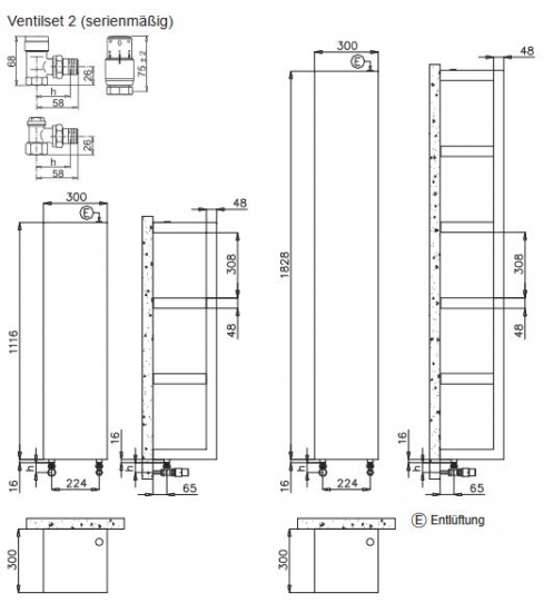 BEMM Quadraqua IRSAP - Designer Heizkörper 300 mm Weißperlmetallic Nr. 16