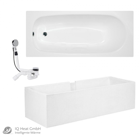 Stahl Badewanne Verona 170 x 70 weiß Wannenträger Ab- Überlaufgarnitur Emaille