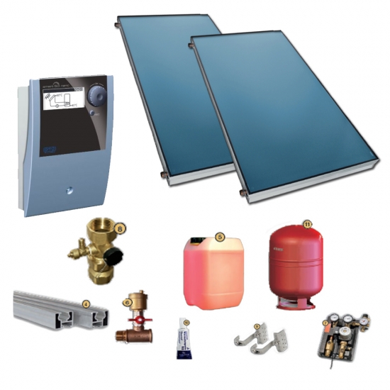 TWL Solaranlage Komplettpaket FK200-3 Warmwasser Flachkollektoren7,02 m²