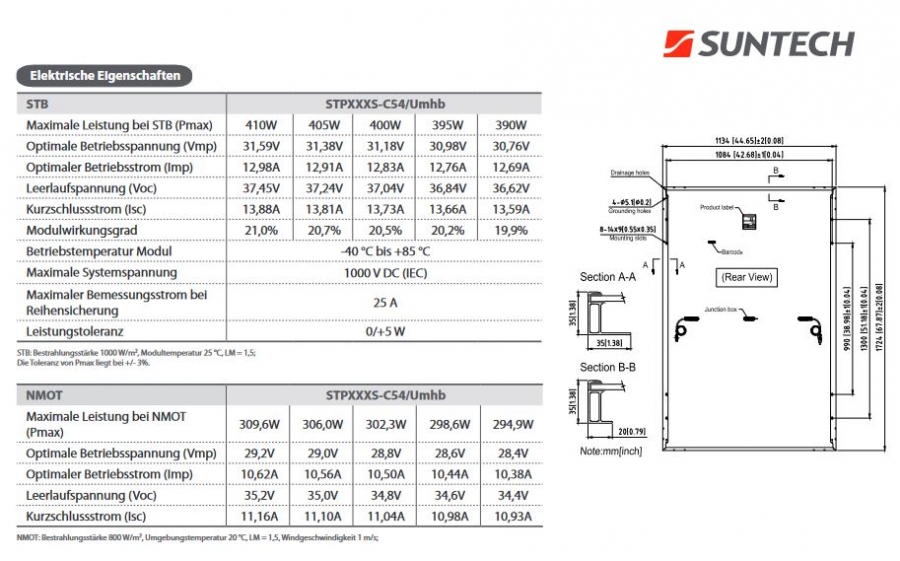 10 Stück Suntech PV Modul Fullblack Power STP390S-C54/UMHB Ultra V mono