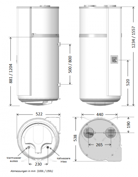 Austria Email Brauchwasser-Wärmepumpe CALYPSO VM 100 Trinkwasserwärmepumpe