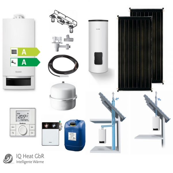 Buderus Gas Brennwert Therme GB172 + Solar-Paket für Brauchwassererwärmung