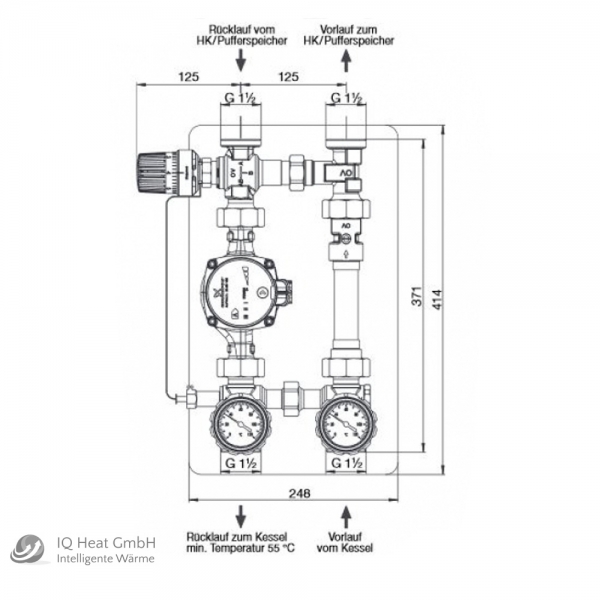 Comfort Kessel-Anbindesystem Regumat RTA 180 Rücklauftemperaturanhebung