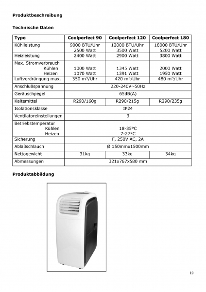 Eurom Klimagerät CoolPerfect 180 mobiles Raumklimagerät 5,2 kW Klimaanlage
