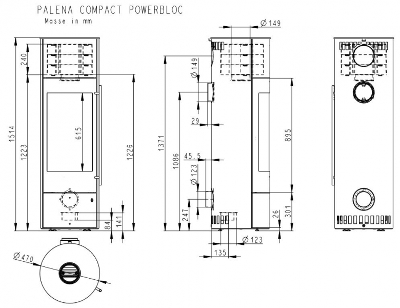 Kaminofen Olsberg Palena PowerBloc! Compact 5 KW Stahlverkleidung schwarz