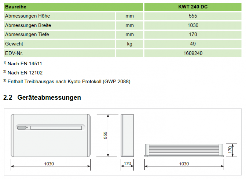 Remko Mono Klimagerät KWT 240 DC 2,35 kW Klimaanlage Raumklimagerät Wandtruhe