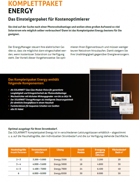 SOLARWATT Komplettpaket Energy - Photovoltaikanlage Glas-Glas Modul