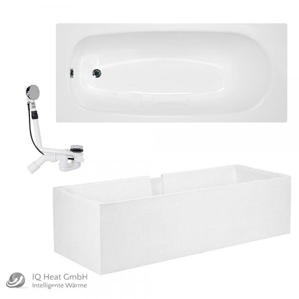 Stahl Badewanne Verona 170 x 75 weiß Wannenträger Ab- Überlaufgarnitur Emaille