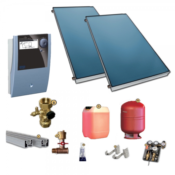 TWL Solaranlage Komplettpaket FK200-3 Warmwasser Flachkollektoren7,02 m²