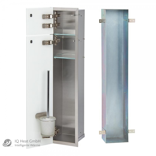 WC Wandcontainer weiß Edelstahl Glastür links Einbauschrank Einbaurahmen Modul