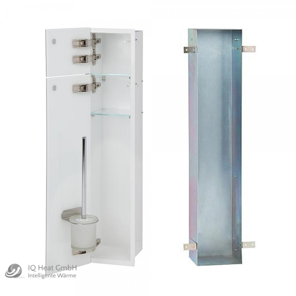 WC Wandcontainer weiß Glastür links WC Einbauschrank Einbaurahmen Unterputz