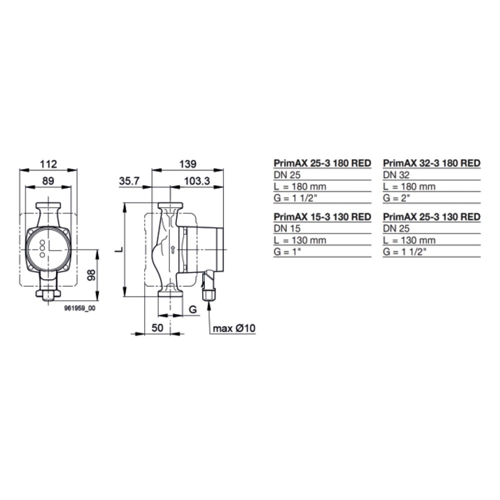 Biral Pumpe PrimAX 25-3 180 RED 230V inkl. Wärmedämmschale Einbaulänge 180 mm