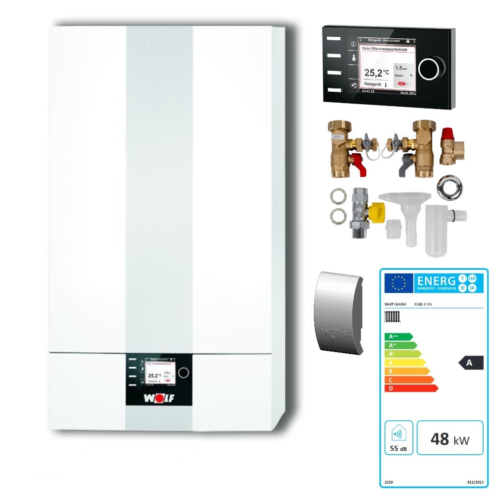 WOLF Gas Brennwert Therme CGB 2-55 kW Comfortline Regelung BM-2 Gasheizung