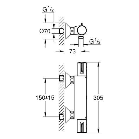 Grohe Grohtherm 800 Duscharmatur Thermostat Mischbatterie # 34558000 Grohe Grohtherm 800 Duscharmatur Thermostat Mischbatterie # 34558000