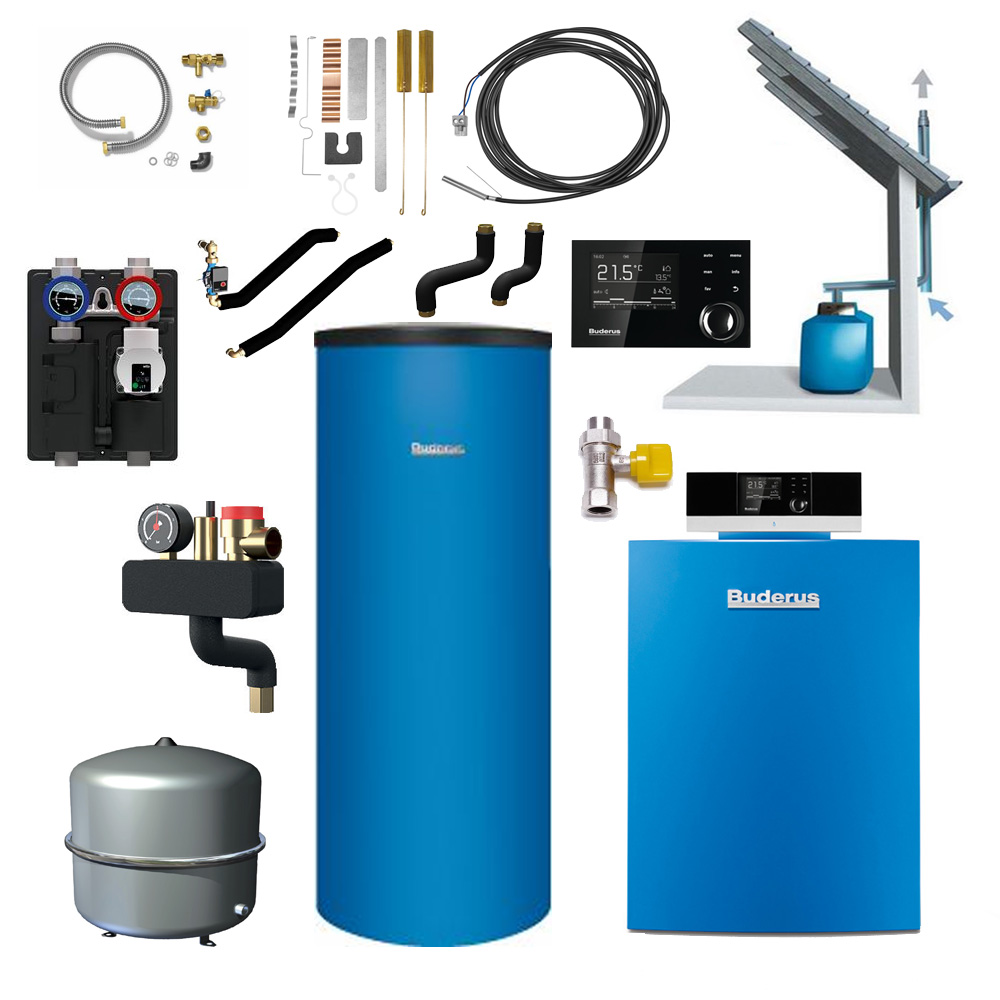Buderus Logano Paket GB212 15 22 kW Gasbrennwert Kessel Speicher GA-K K61