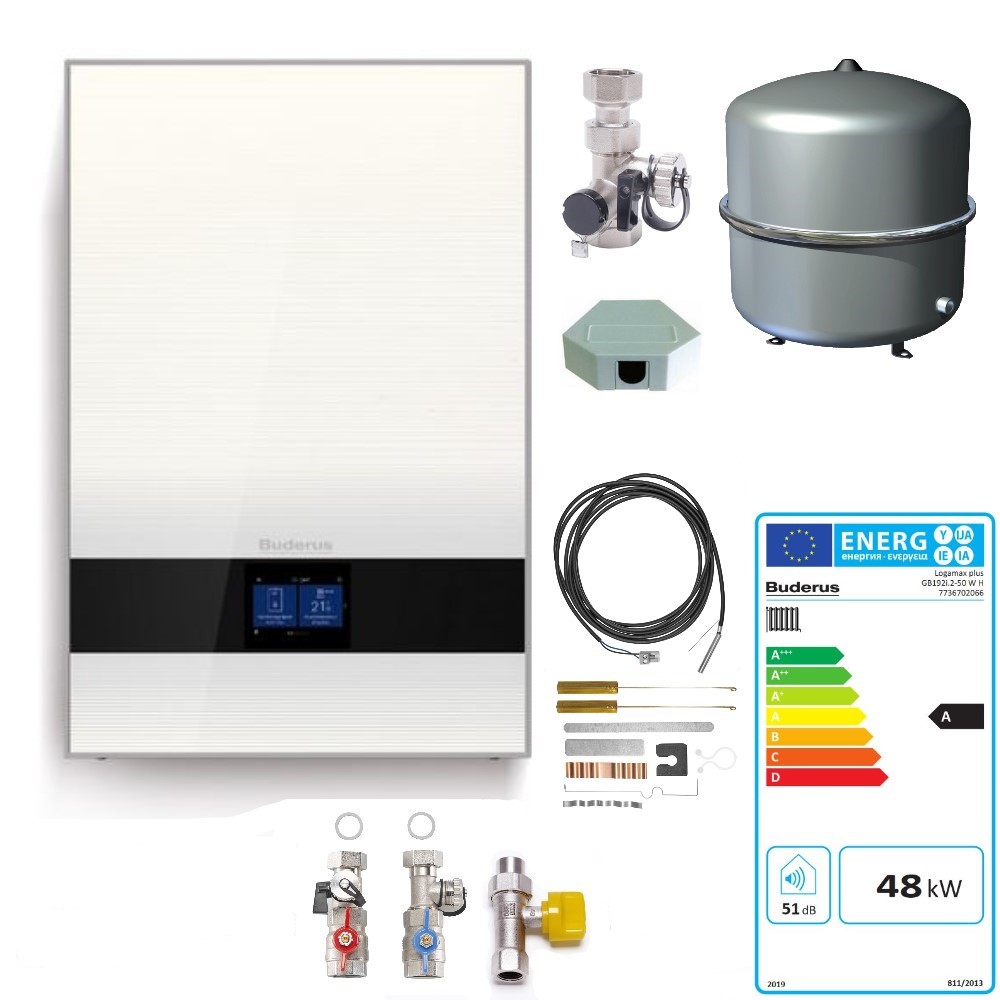 Buderus Paket W50S Gasbrennwert Gerät Logamax plus GB192i.2 50 kW BC400