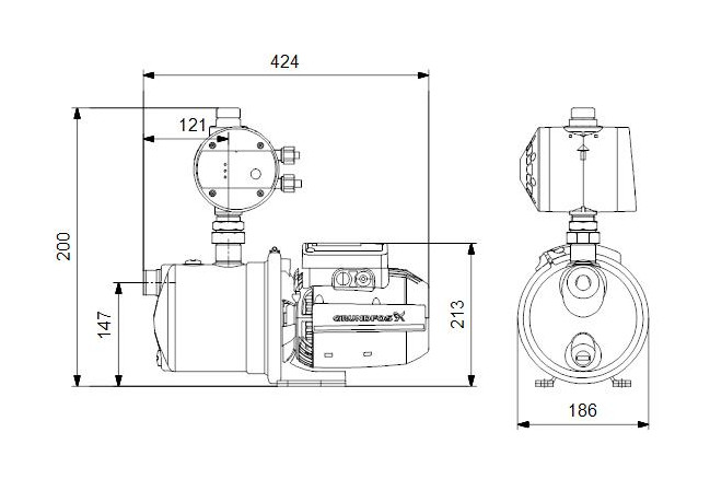 Grundfos Jetpumpe Gartenpumpe JP 5-48 PM 1 Hauswasserwerk selbstansaugend