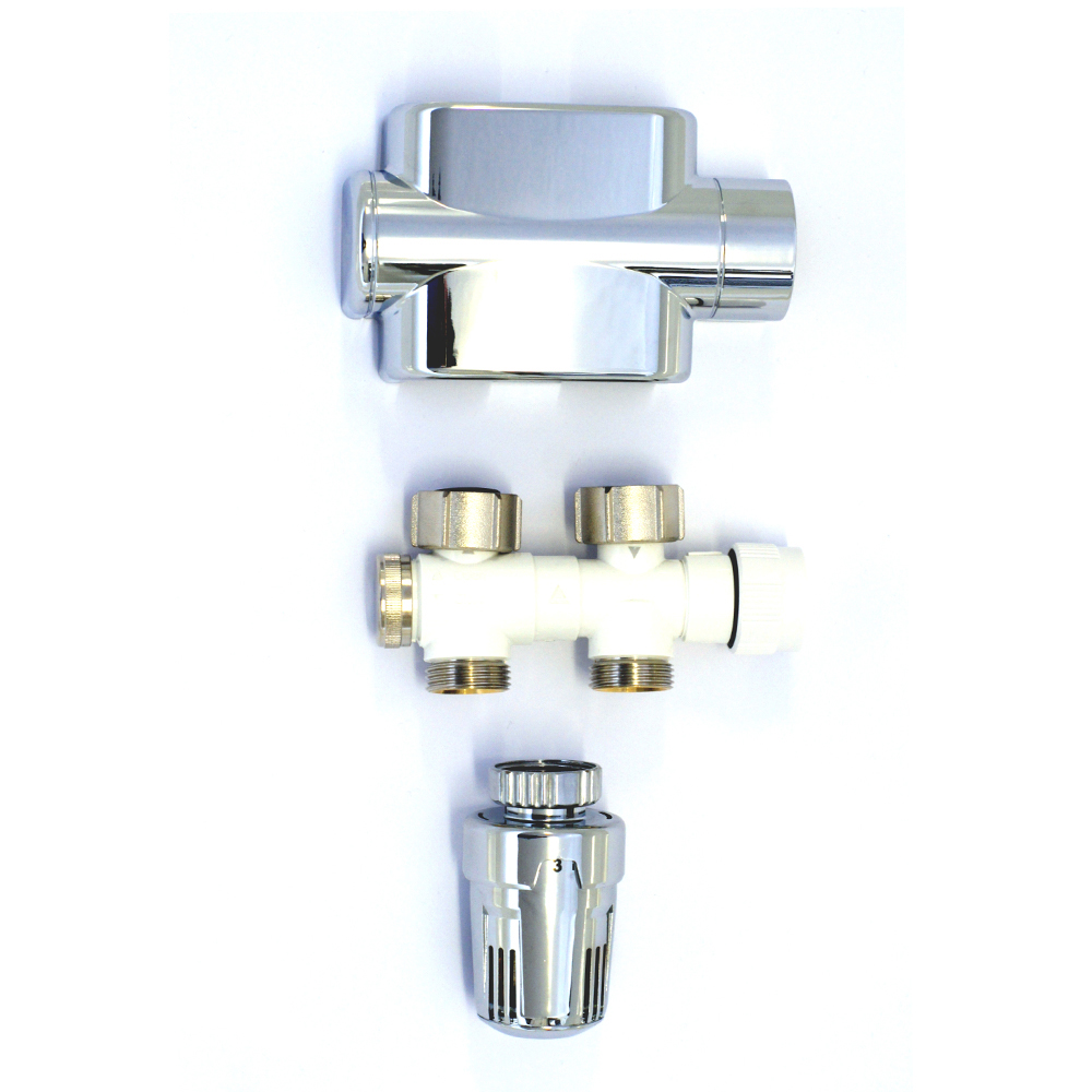 MERT ECAM Multiblock Chrom Durchgangsform Anschluss Heizkörper Ventil Thermostat