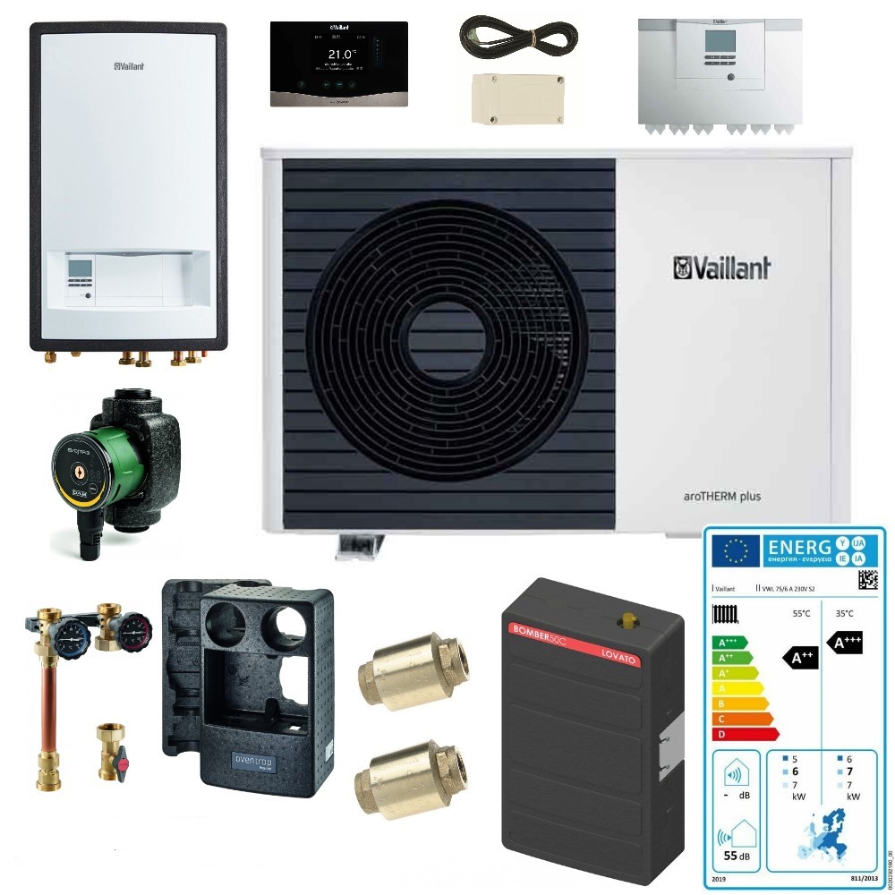 Vaillant Hybrid Paket Luft Wärmepumpe aroTHERM plus 75/6 Puffer Regelung Zubehör