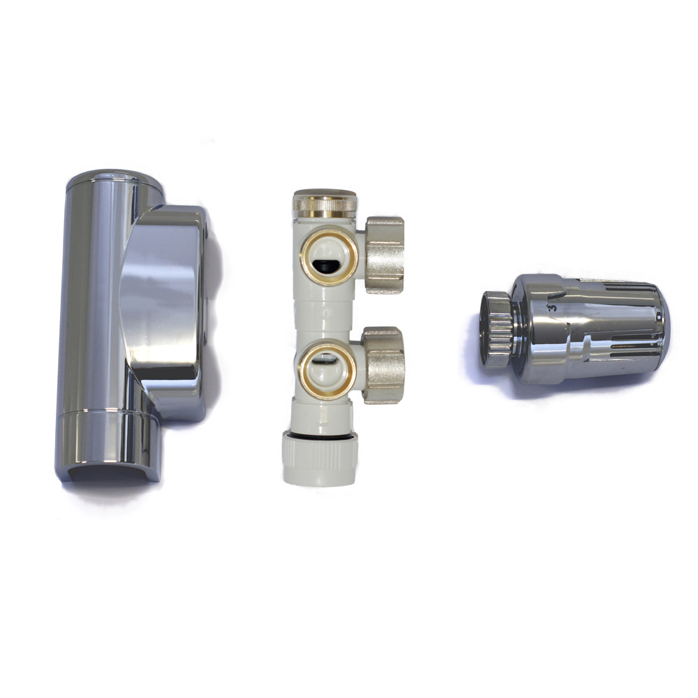 MERT ECAM Multiblock Chrom Eckform Anschluss Heizkörper Ventil Thermostat rechts