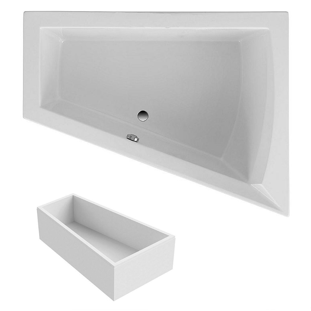 Raumspar Badewanne LAGO II rechts 175 x 500 x 1350/700 mm Acryl weiß Träger