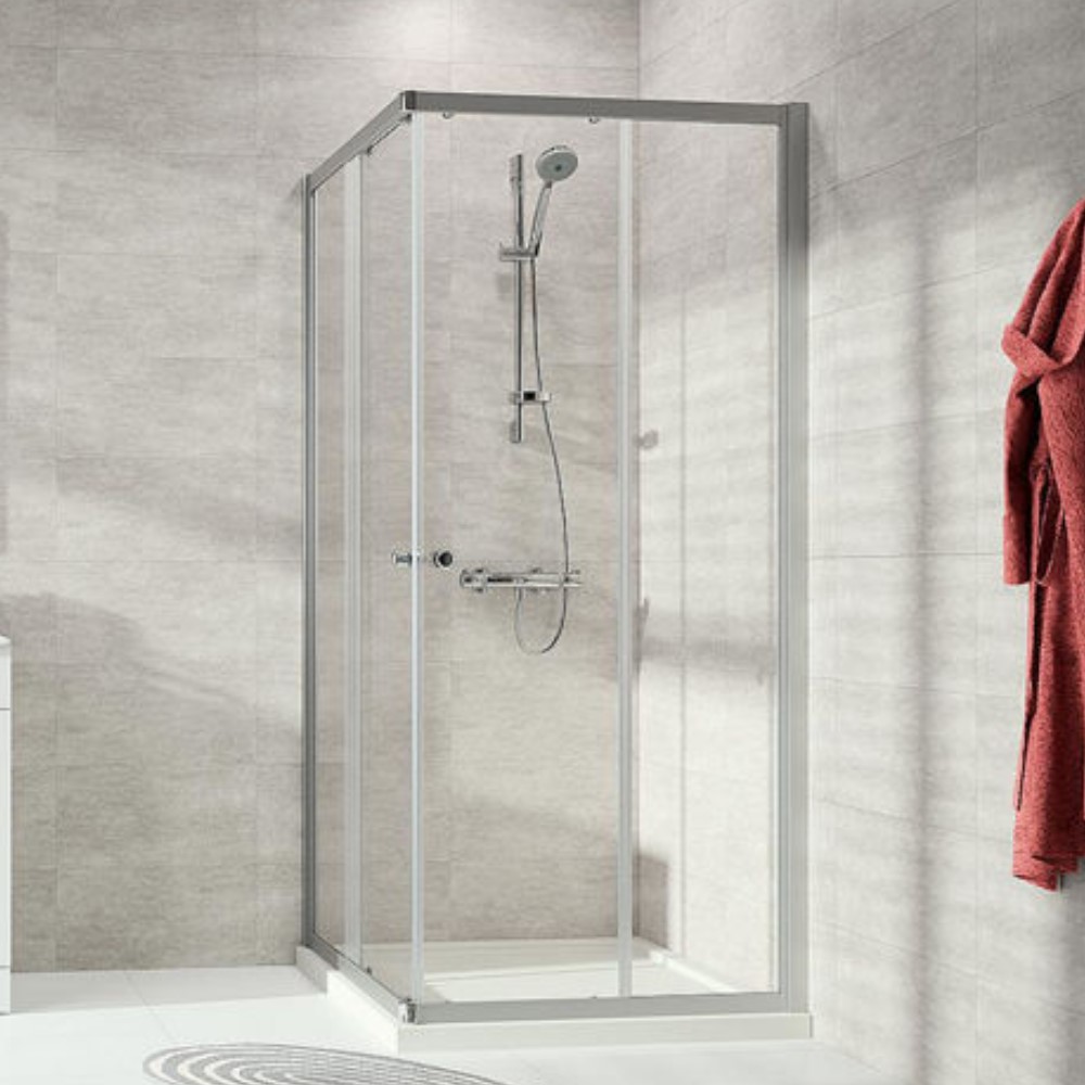 Hüppe Eckduschkabine Alpha 2 2x Schiebetür 80 x 80 x 190 cm Duschabtrennung