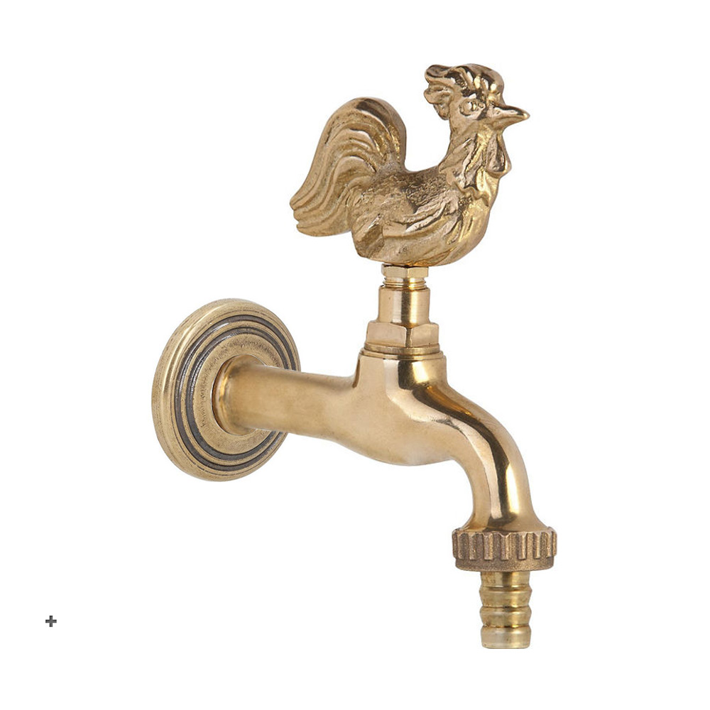 Auslaufventil "Gockel" Messing mit Wandrosette mit Schlauchverschraubung Wandanschluss 1/2"