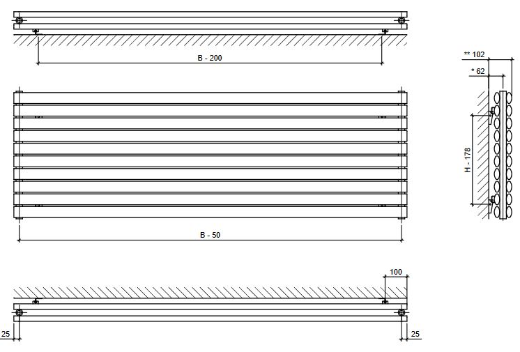 Design Paneelheizkörper horizontal Forte weiss Heizkörper Badheizkörper Duo