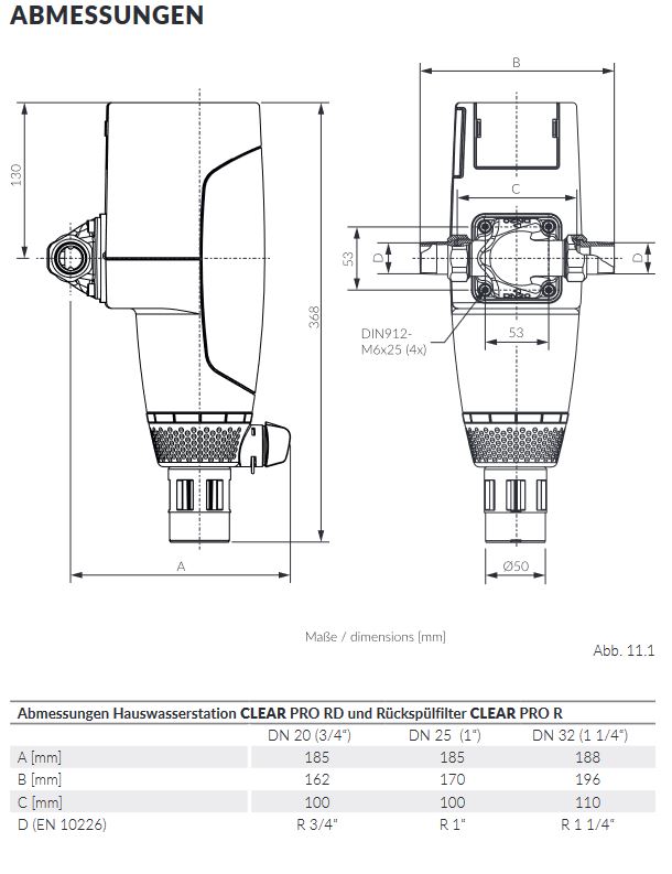 CONEL Hauswasserstation CLEAR PRO RD 1 1/4" DN 32 Rückspülfilter Druckminderer