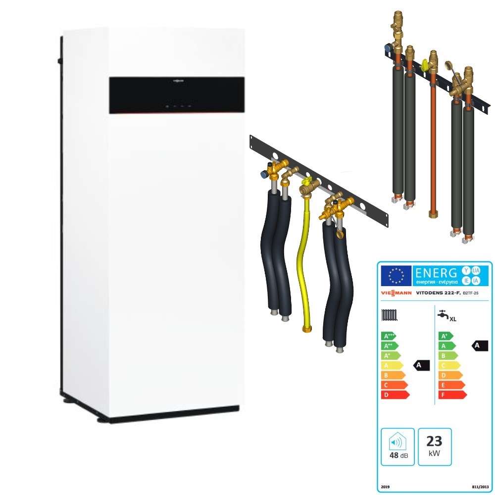 Viessmann Vitodens 222-F 25 kW - B2SF Paket Vitotronic Anschlussset oben