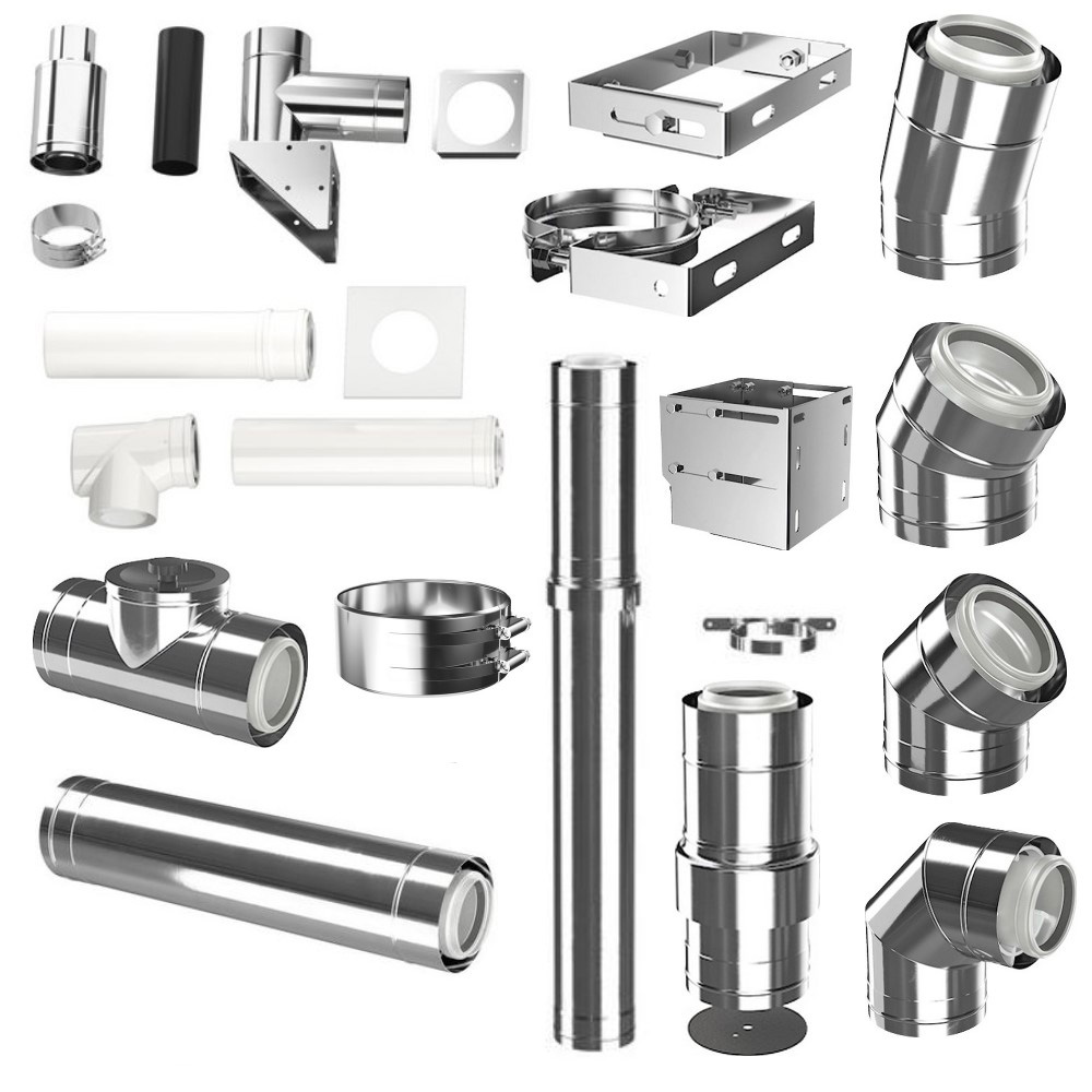 Buderus Abgassystem für Aussenwand Fassade DN80/125 Edelstahlrohre konzentrisch