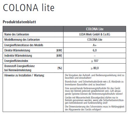 Guss Kaminofen LEDA COLONA lite 2 Ringe Tür rund weiß emailliert Anschluss oben
