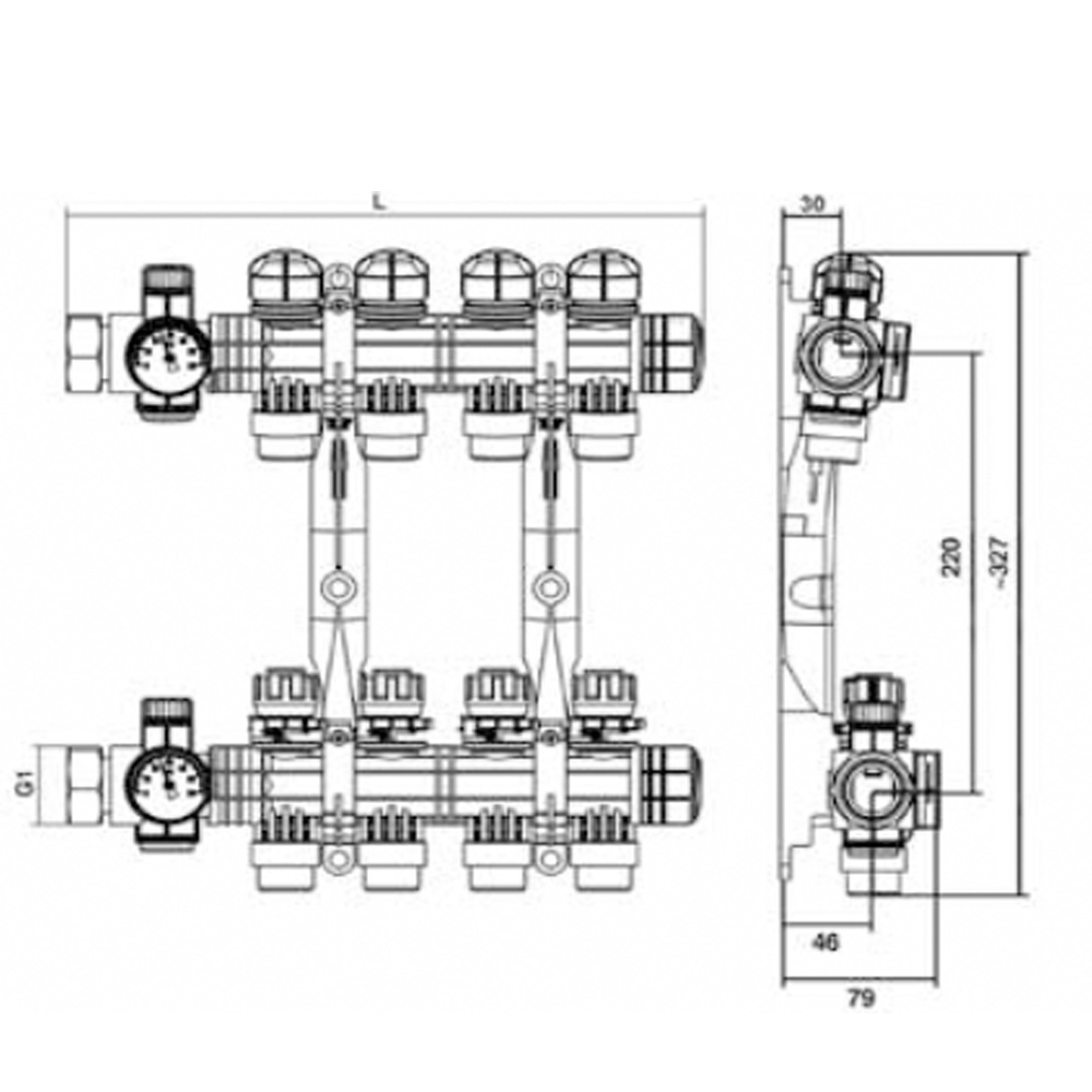 Roth 2-fach Kunststoff Heizkreisverteiler mit Durchflussanzeige G1" Kunststoffverteiler
