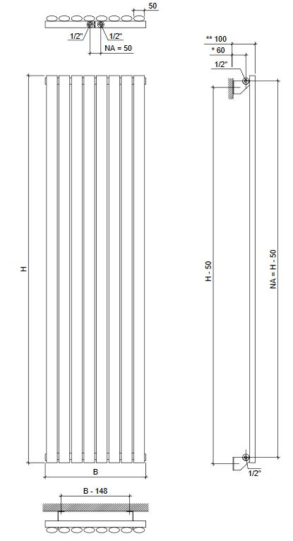 Design Paneelheizkörper Forte vertikal anthrazit Heizkörper Badheizkörper MA