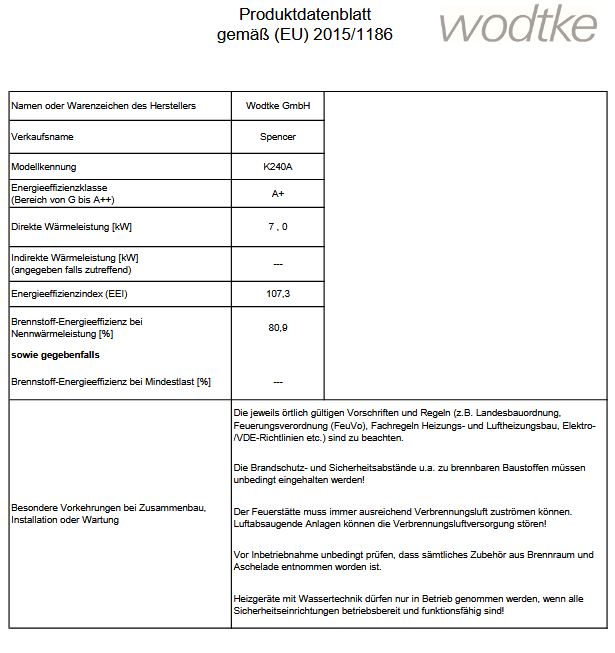 Kaminofen Wodtke Spencer 7 kW black 088000 raumluftunabhängig Kamin Ofen