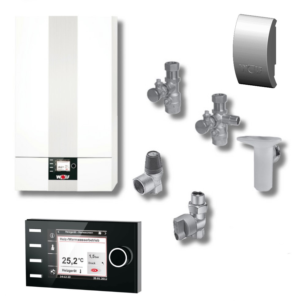 Wolf Paket Gas Brennwerttherme CGB-2-14 Bedienmodul BM-2 Aufputz 8615008F03