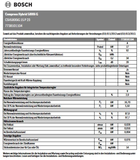 BOSCH Hybridsystem CSH5800iG 15 P 23 wandhängend mit Touch-Bedienfeld