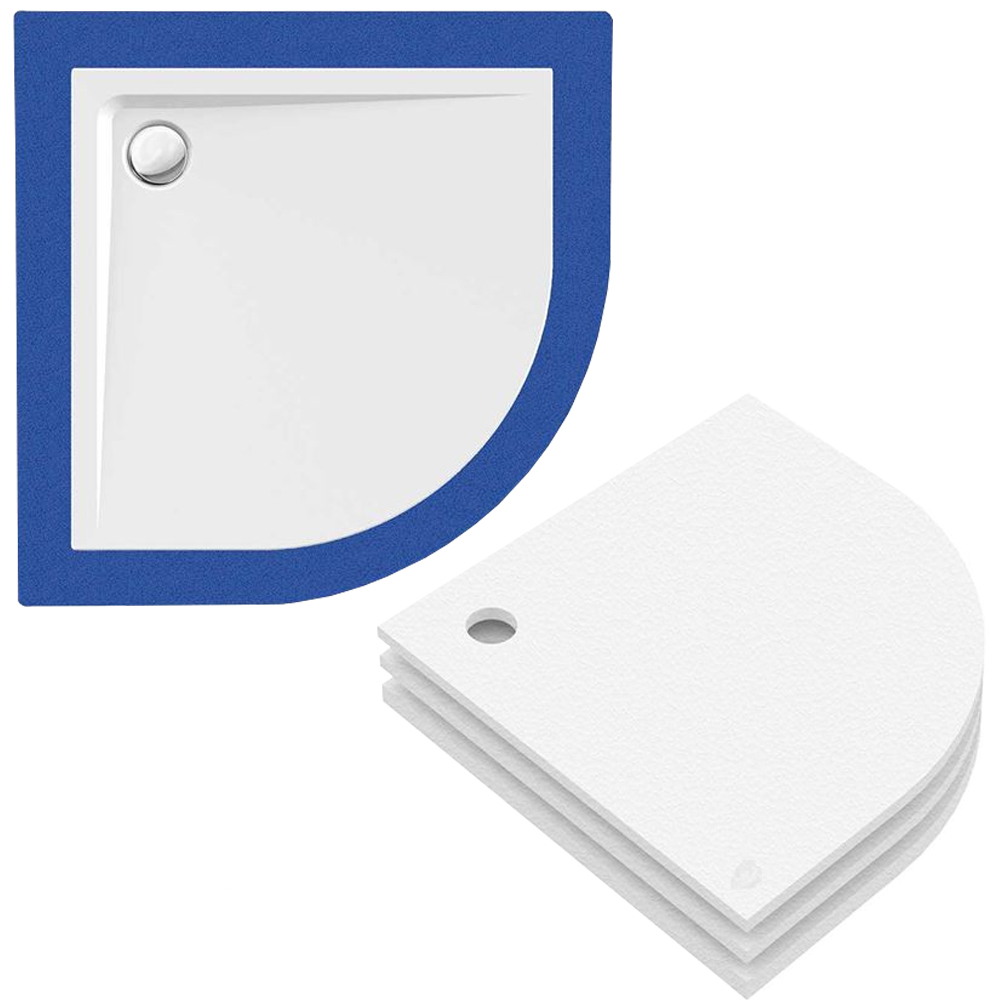 Acryl Viertelkreis Duschwanne Arenal 100 x 100 R55 CS-Finish + Unterbau