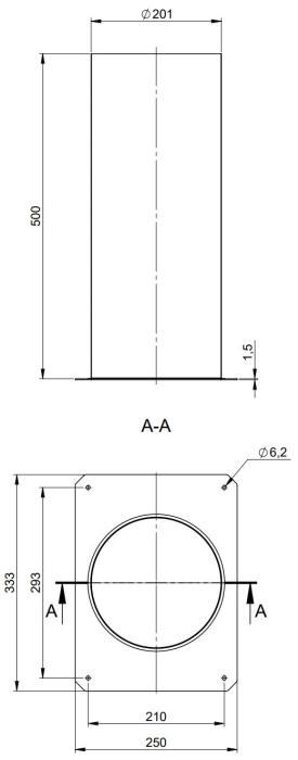 Festbrennstoffzugerhöhung Kaminkopf Verlängerung Ziegelschornstein D= 200 mm