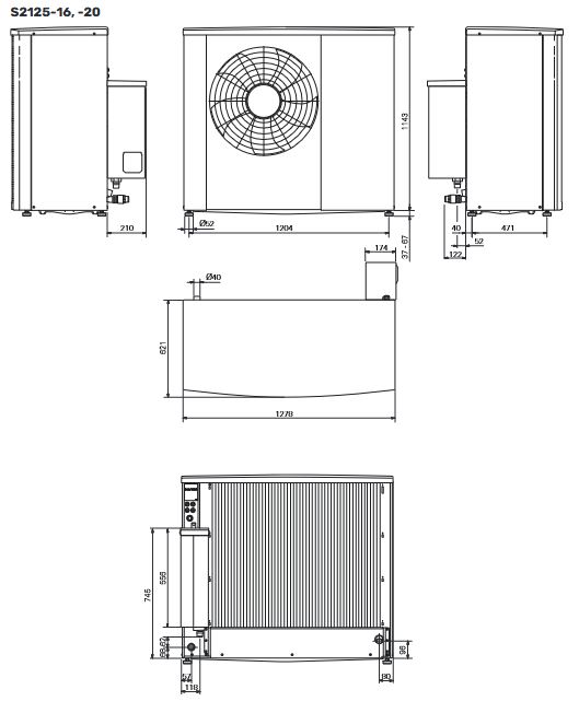 NIBE Luft Wasser Wärmepumpe S2125-20 monoblock modulierend 064213