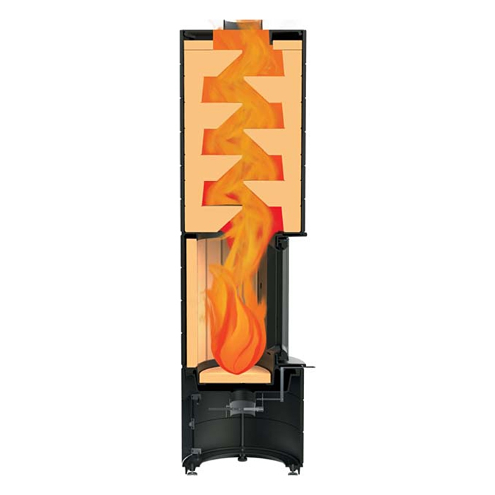 Kaminofenn Leda Colona Speicherofen 1,7 kW Guss Vermiculite schwarz Abgang oben