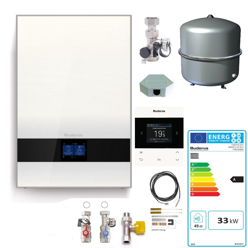 Buderus Paket W50S Gasbrennwert Gerät Logamax plus GB192i.2 35 kW BC400