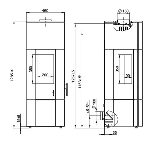 Kaminofen Wodtke Twin Speckstein 7 kW 087511 Wärmespeichermodul Kamin Ofen