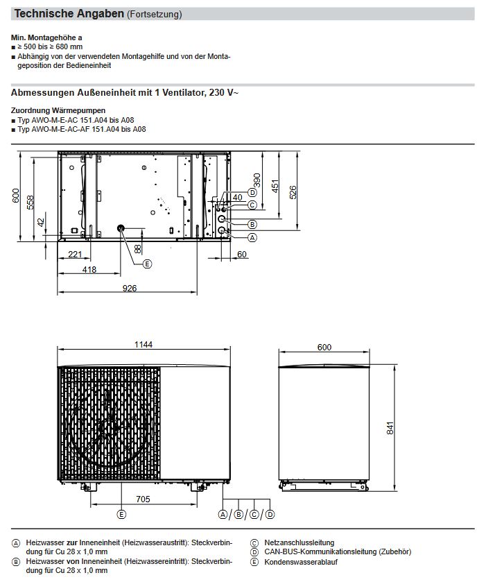Viessmann Vitocal 150-A Luft/Wasser-Wärmepumpe 6,5 kW, AWO-M-E-AC 151.A08 230V Z026432