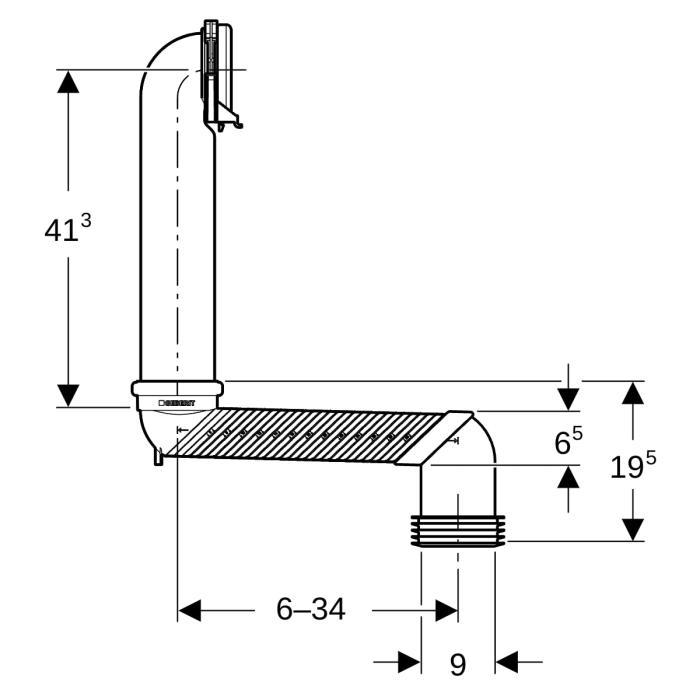 Geberit Monolith WC-Etagenbogengarnitur waagerecht Anschluss-Set 131.088.29.1