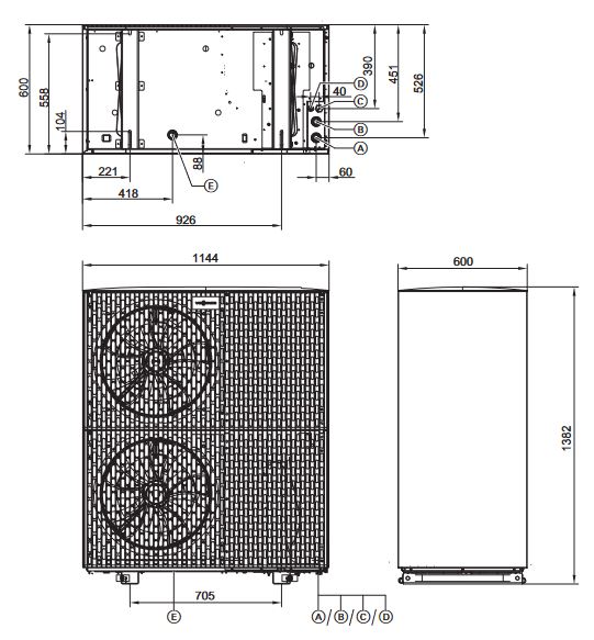 Viessmann Luft Wasser Wärmepumpe Vitocal 252-A mit 7,3 kW Monoblock Zubehör oben