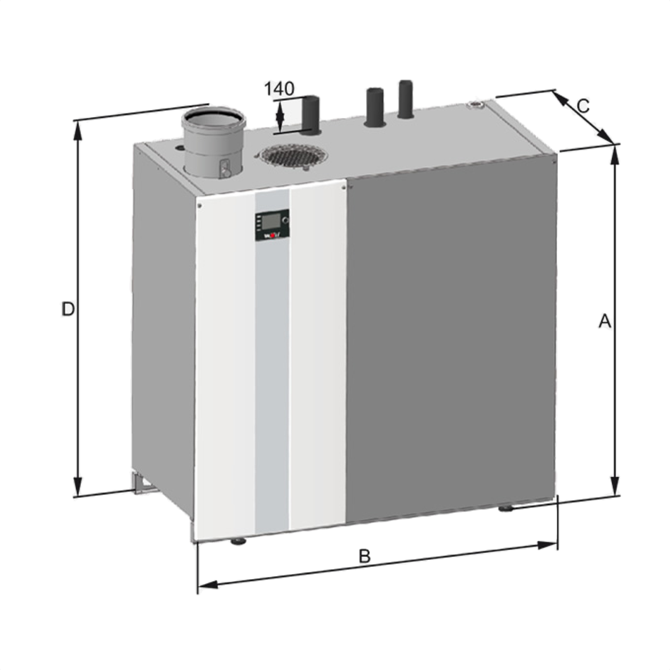 Wolf Gas Brennwert Kessel MGK-2 130 23-118 kW für Erdgas E,LL Gasheizung