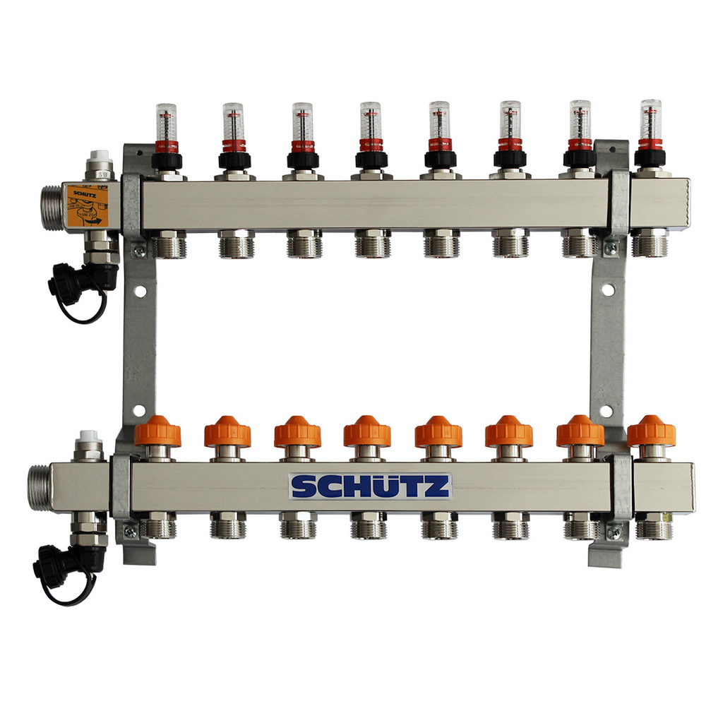 Schütz Heizkreisverteiler Edelstahl Typ Dynomatic 90 3 Fußbodenheizung 2 - 12 HK